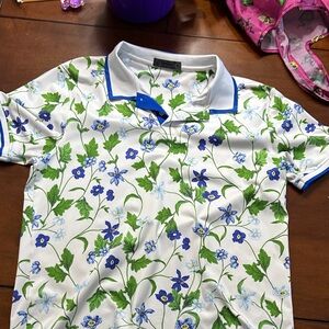 G/FORE Floral Polo - White, Blue, Green